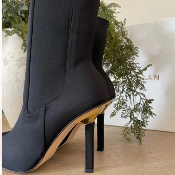 Good American High Kickstand Boots  Neoprene Black Pointed Toe Chelsea - Picture 4 of 8